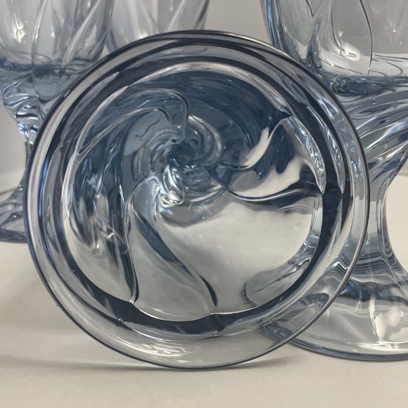 Vintage NORITAKE Sweet Swirl Glass Set of 4 Water Goblets Light Blue 7 3/8" - Picture 4 of 11